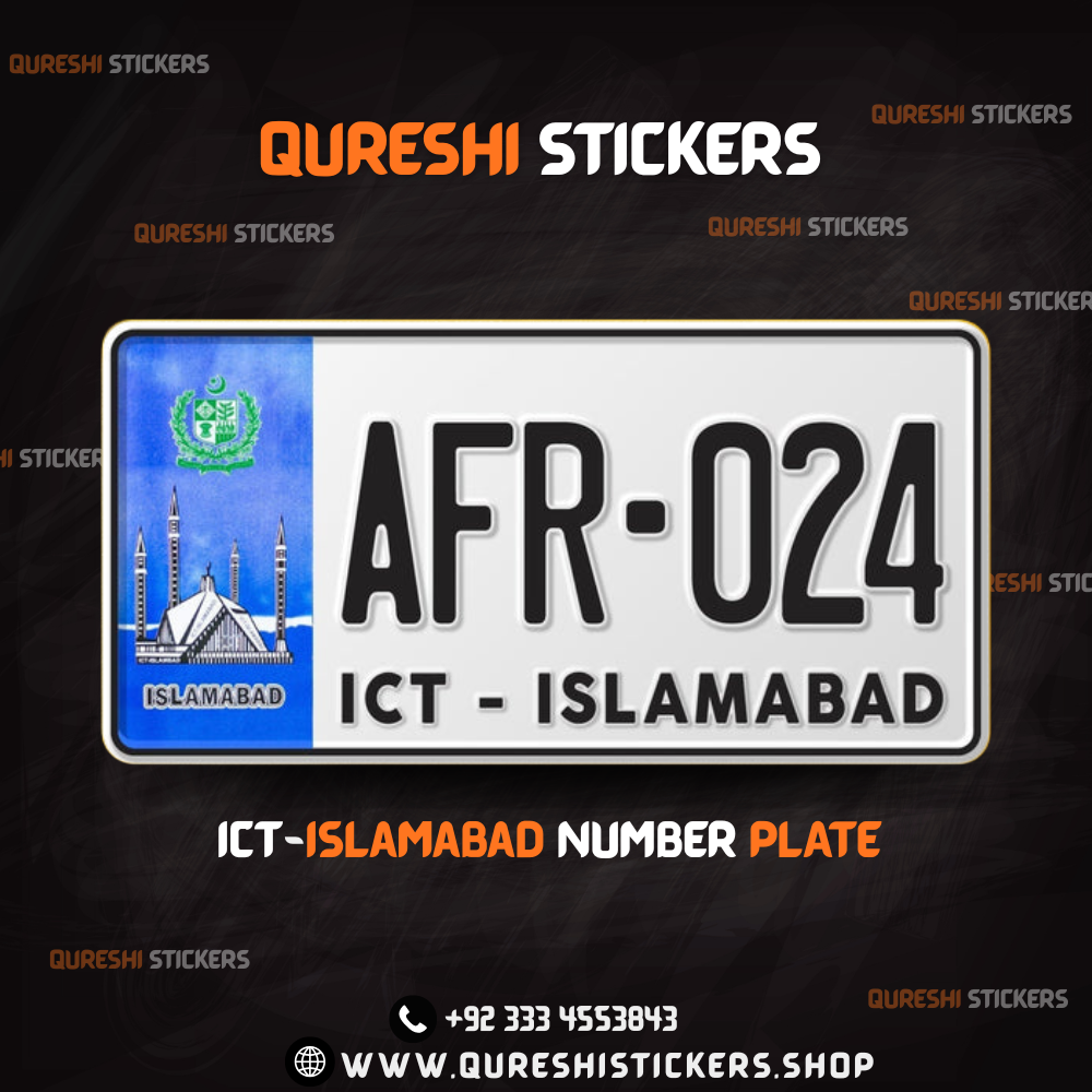 Blue Islamabad New Design Car Embossed Number Plates