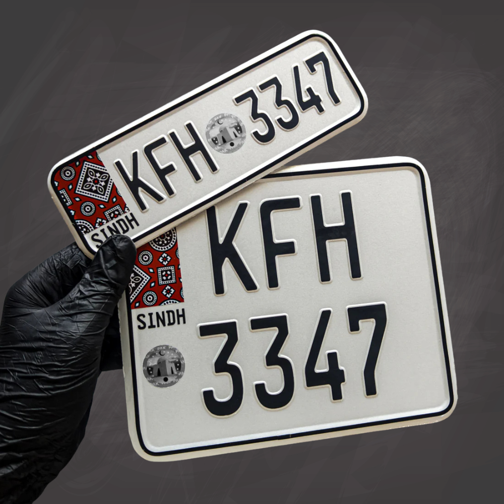 Embossed Sindh Ajrak Bike Number Plate